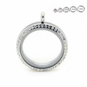 Pendant Necklaces 10Pcs/lot 20mm 25mm 30mm 34mm 38mm Floating Lockets 316L Stainless Steel Screw Crystal Living Memory LocketsPendant