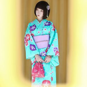 民族服日本の国立着物女性夏の緑の改善されたバスローブの正式な衣装アイロナの反りの繊維の服