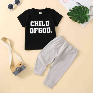 Citgeett Summer Toddler Roupas de bebê Conjunto de letra Imprimir camiseta de manga curta J220711