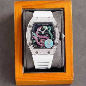 Obserwuj męskie Richamill Designer Watches Ruch Automatyczny luksusowy luksusowy zegarek RMS026 Diamentowe srebrne