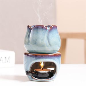 Delicate aromatherapie oven kandelaar lamp decoratie slaapkamer etherische olie wierook brander tulpen keramische kaarsen diffuser thee lichtwas brander