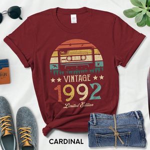 Kadınlar T-Shirt Vintage 1992 Sınırlı Editör Kaset Kadın Tişörtü 30. 30 Yıllık Doğum Günü Moda Tshirt Anne Siber Fikir Klasik Top T