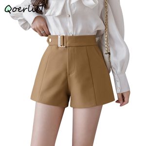 Autumn Casual Korean Style Aline High midja Löst breda ben Shorts Elegant arbete Kort byxa Plus Size Stövlar Shorts 210412