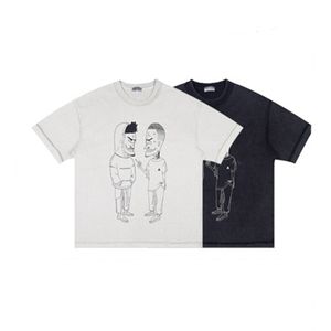 Summer Fashion Cartoon Graffiti Printing Tops T-shirt för Mens High Street Vintage Short Sleeve Casual Loose TSS Tshirts K182