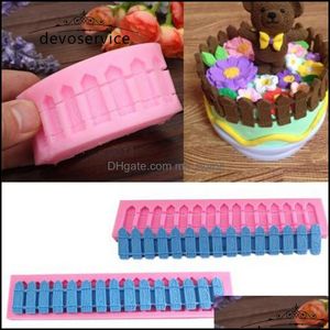 Cake Tools Bakeware Kitchen Dining Bar Home Garden Wholesale- Fences 3D Sile Fondant Molds For Decortion Chocolate Soap Mod Sugarcraft Ki