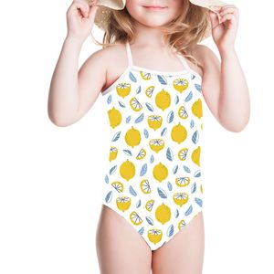 Girl Swimsuits Lemon Print Kids OnePiece Swimsuit Large Size 314Years Childrens Swimwear Girls Summer Bathing Suits 220616