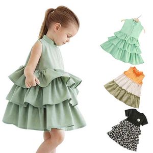 Girls Summer Dress Kids Tiered Layered Clothes Bithdays Party Tutu Dresses for Baby Girl Sweet Cake Frock Toddler Cute Sundress G220428