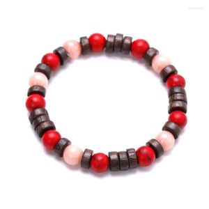 Fili di perline Braccialetti di pietra naturale vintage per donna Uomo Immagine Diaspro imperiale rosso Sole Bracciale di perline di legno Gioielli fortunati Boho Inte2