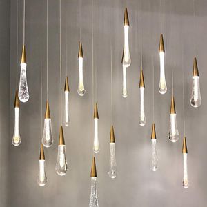 Pendant Lamps Crystal Stallcase Lights Long Cable Hanging Simple Lamp For Restaurant Bar Indoor Decorative LightingPendant
