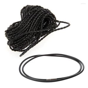 Chains Black Braided Leather Necklace Cord String DIY 3Mm With Rubber - 24 InchChains Godl22