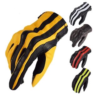 Komine GK119 Läder Motorcykel S 5 Färger Stripe Motorcykelcyklist Ridning Touch Screen Men Women Motocross Moto Glove 220613