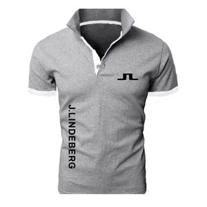 J Lindeberg Golf Print Cotton Polo Shirts For Men Casual Solid Color Slim Fit s Polos Summer Fashion Brand Clothing 220630