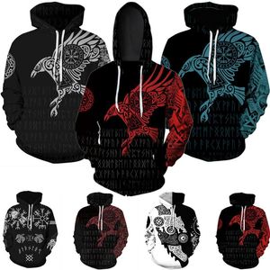 Erkek Hoodies Sweatshirts 2022 Bahar Sonbahar Erkek Hoodie Top Sembol 3D Baskı Gevşek büyük boy polyester İskandinav mitoloji kazak