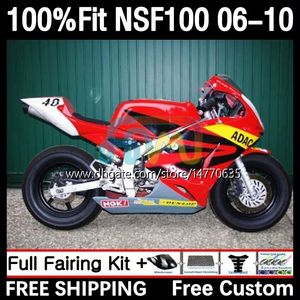 Fiberglas-Spritzgusskörper für HONDA NSF-100 NSF 100 Karosserie 10DH.70 NSF100 06 07 08 09 10 NS-F100 2006 2007 2008 2009 2010 Glasfaser-Rennverkleidung glänzend rot