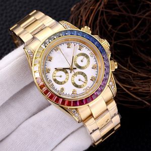 Męskie zegarki 40 mm automatyczne zegarek mechaniczny Strap ze stali nierdzewnej Złote na rękopis Waterproof Waterproof Design Multi-Funkcja Prezent Montre de Luxe