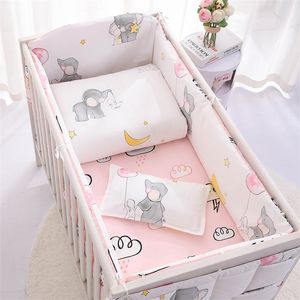 Baby Bedding Set 100%Cotton Cartoon Crib Bed Bumper borns Sheet Duvet Cover Child Bed Protector Baby Washable Cot Bedding Set 220531