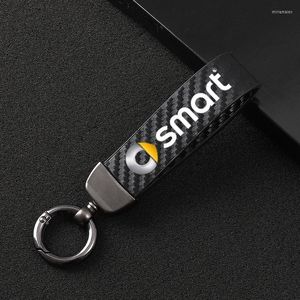 Keychains For Smart Fortwo Forfour 453 451 450 Logo Car Styling Carbon Fiber Leather KeyChain Custom Sports Line Key Rings Gift Miri22