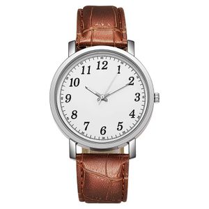 Orologio al quarzo da uomo con numeri arabi quadrante cinturino in pelle semplice per regalo da polso da uomo Deportivo Hombre