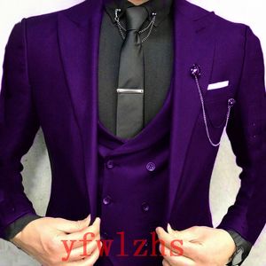 Herrenanzüge, Ein-Knopf-Bräutigam-Smoking, spitzes Revers, Trauzeugen für Hochzeit/Abschlussball/Abendessen, Blazer (Jacke + Hose + Krawatte + Weste) w627