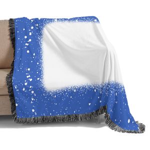 Sublimation tie dye Bleach blankets with tassels Heat transfer printing shawl wrap sofa sleeping throw blanket for kids children Bed Flannel blankets 125x150cm