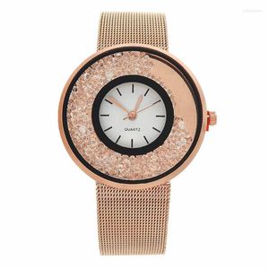 Нарученные часы мода из нержавеющей стали серебряная группа розового золота Quartz Watch Luxury Women Wome Watch Watches Valentine Gift Montre Femm