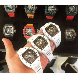 Luxury Mens Mechanics Watches Richa Milles Wristwatch Swiss Watch Womens Skull RM07-01 R Ceramic RM055 Automatisk mekanisk klocka