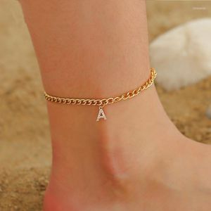 アンクレツアルファベット脚ブレスレット女性用フットジュエリーアロイゴールドチェーンフィートギフト初期文字anklet br008 kirk22