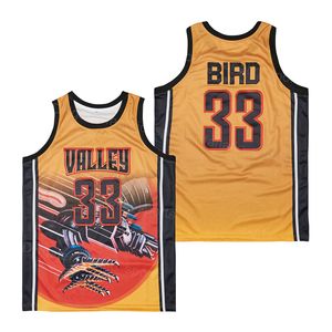 Maglia da uomo High School Larry Bird Springs Valley 33 Basket ALTERNATE HipHop Colore Giallo Puro cotone traspirante Per gli appassionati di sport Uniforme cucita hip-hop Alta