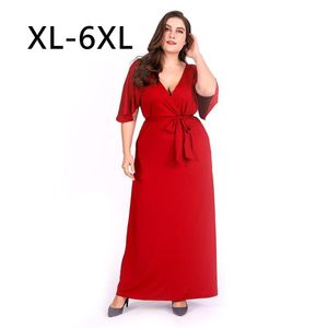 플러스 사이즈 드레스 여성 우아한 여름 붉은 색 캐주얼 드레스 슬림 맞는 맥시 저녁 패션 Sundress XL-6XL 도매 2022