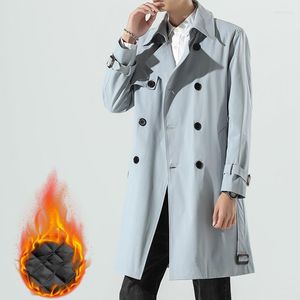 Мужские траншевые пальто мужчины Осень Случайный флисовый длинный пальто 2022 Мужские
