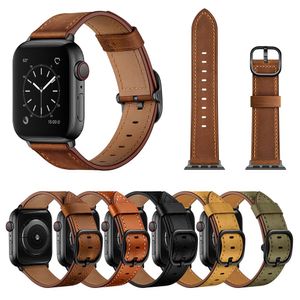 2021 Cinturino con vera pelle 38mm 40mm 42mm 44mm Divano Comodo da indossare Classico unico Nuovo design Apple Watch Band Pulsante DS Cinghie intelligenti stile business