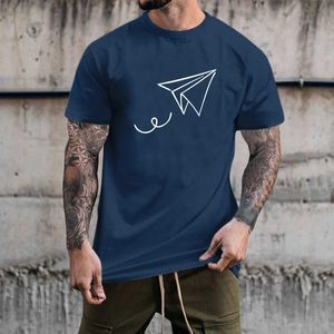 Men's T-Shirts Male Summer Casual Paper Plane Print T Shirt Blouse Short Sleeve Round Men Trendy Clothing Tight Long Shirts For MenMen's
