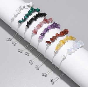 Kristall oregelbunden krossad stenpärlade armbandsträngar Amethyst Quartz Natural Stone Armband Bangles For Women Jewelry Gift