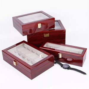 10 Slots Watch boxes Organizer 12 Grids Wood 2 3 5 6 Slot Watches Holder Stand Case Jewelry Display Wooden Storage Gift box 220624