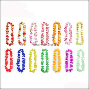 Fashion Party Supplies Silk Hawaiian Flower Lei Garland Hawaii Wreath Cheerleading Products Necklace Drop Delivery Decorative Flowers