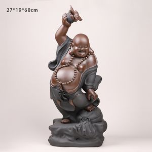 Crafts Chen Jianping hand-made ceramic Maitreya Buddha statue big belly laughing porch living room decorations to send blessing statue ornaments