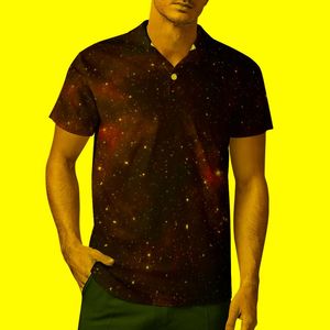 Мужские поло в галактике небо рубашка мужская красная космическая принцип повседневная свидания прохладные футболки с коротким рукавом с коротким рукавом
