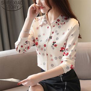 Blusas Mujer De Moda Autumn Fashion Women Shirts Long Sleeve Turn-down Collar Tops Casual Printed Chiffon Blouses 6198 50 210226