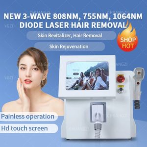 2023 Najnowszy 3 diodowy laser Diode długość fali Ice lodowe usuwanie włosów 755NM 808NM 1064NMTITANIUM 808