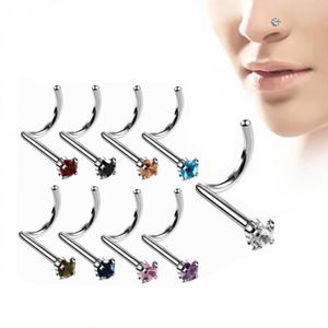 Näsringar Studs Body Jewelry Colorf Zircon Ring rostfritt stål Hooks Bar Pin Piercing Jewely Drop Delivery 2021 CQBS7