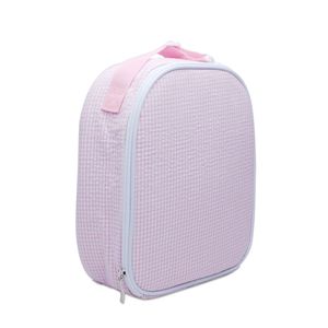Wholesale Pink Gingham Seersucker Material Lunch Bag 25pcs Lot USA Warehouse Wholesale Cooler Bag with Handle Casserole Carrier DOMIL1061860