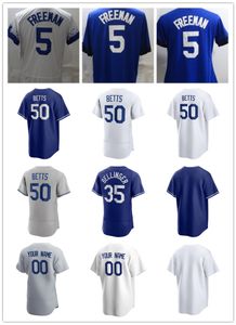 野球ジャージ5フレディ・フリーマン50 Mookie Betts 35 Cody Bellinger 22 Clayton Kershaw 7 Urias 42 Robinson 34 Valenzuela Jerseyブルーホワイトグレーシティメンズ女性子供