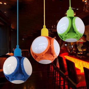 Pendant Lamps Adjustable Deformable LED Football Light E27 40W UFO Ball Bulb Ceiling Bar Lamp for Bedroom Study Living Room Home Decor 5Colors