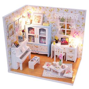 Doll House Furniture With Dust Cover Accessories Diy Dollhouse Miniature House Toys Poppenhuis Miniaturen Födelsedagspresent