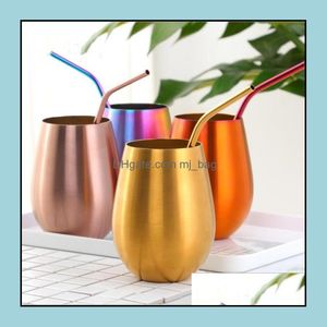 Mugs Drinkware Kitchen Dining Bar Home Garden 304 Stainless Steel Tumbler Round Beer Creative Cold Drinking Cup Shaker Family Water Coffe