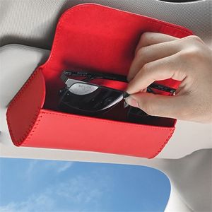 Bilvisor Solglasögon Case Clip Hanger Magnetic Fastener Holder Pu Leather Storage Box Eyeglasses Interiör 220812