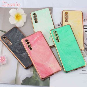 Luxe Mode Gold Plating Frame Jade Textuur Telefoon Case voor Huawei P40 P30 Nova7 SE Honor s Mate40 Pro Plus Cover Case AA220325