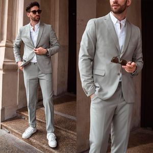 Herrenanzüge, Blazer, grauer Herrenanzug, maßgeschneidert, 2-teilig, modern, einreihig, Blazer, Hosen, modisch, für Hochzeit, Bräutigam, Business, Freizeit, Abschlussball