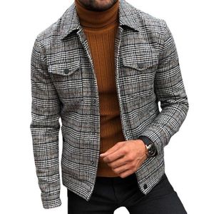 Herrjackor Mens Casual Classic Plaid Long Sleeve Jacket Slim Fit Autumn Winter Coats Outfits Senaste Stylemen's