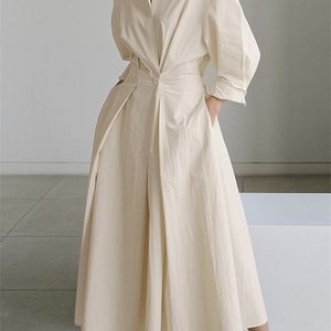 Överdimensionerade eleganta kvinnor vår sundress zanzea mode lapel nackhylsa fast lång skjorta klänning ol vestidos robe femme 220720